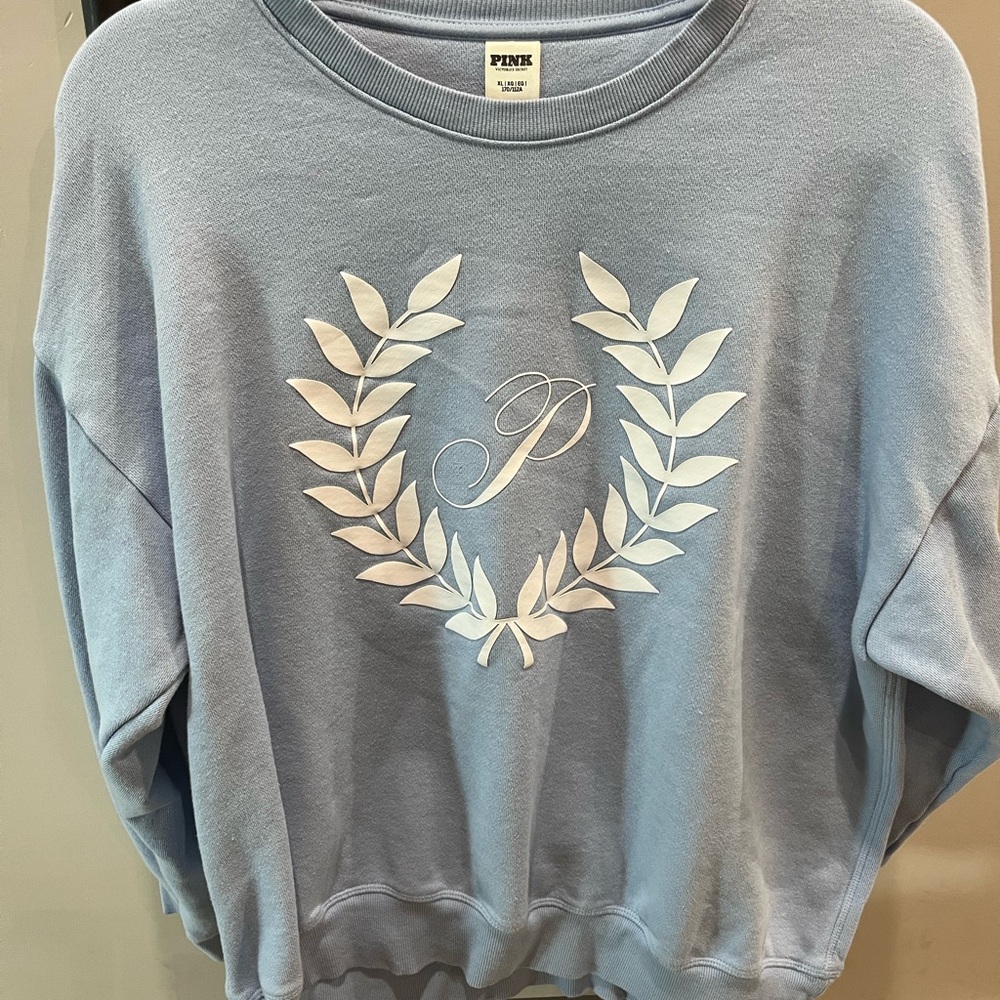 PINK Victoria's Secret Blue Sweatshirt with White Logo